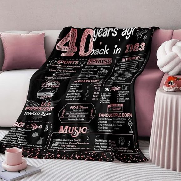 40th Birthday Throw Blanket Back Gift - Picture 5 of 5